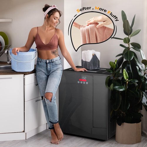 Euhomy Portable Dryer for apartments,Clothes Dryer with 4 Modes,1.5cu.ft Compact Dryer,Load Capacity 5.5lbs,New exterior design,Mirror Black
