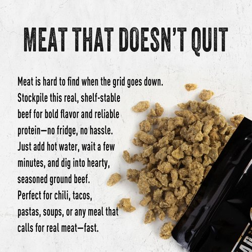 Ready Hour Freeze-Dried Beef Crumbles Case Pack – 12 Servings (6 Pouches) – Emergency Protein Supply, Long-Term Meat Storage, Prepper Meat Pack, Shelf Stable Beef, Survival Food Meat, Bulk Emergency Protein