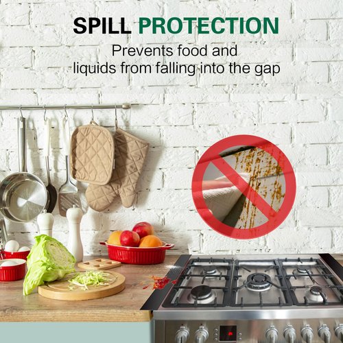 Rovhity Stove Counter Gap Covers 2-Pack, Heat Resistant Stove Gap Filler,stove guards for counter, Easy to Clean, 21 Inch Black silicone stove gap cover