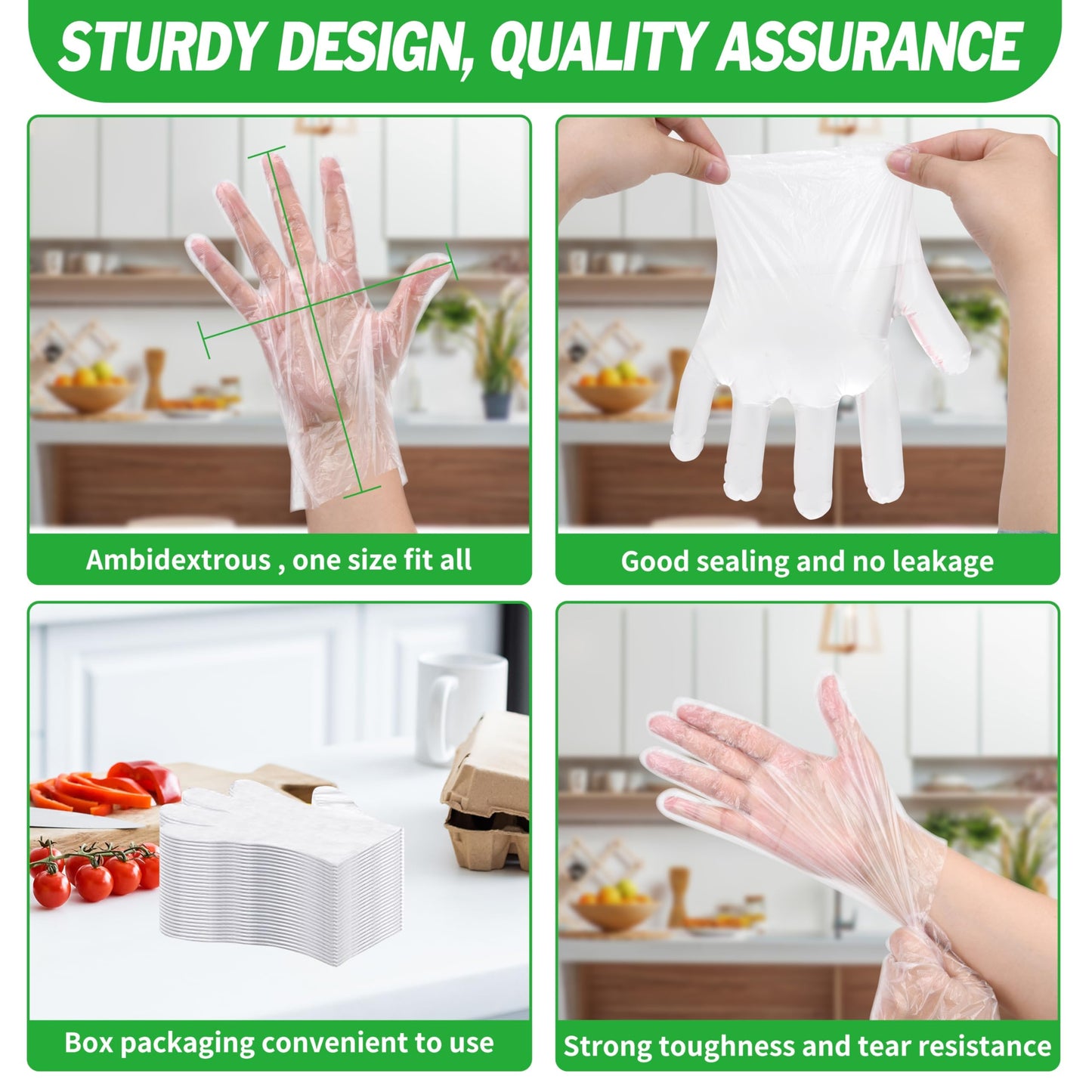 BYMORE 1200 Pcs Disposable Plastic Gloves Bulk, Clear Food Handling Service Gloves for Kitchen Food Prep Food Service Food Handling Cooking Cleaning, One Size Fits Most