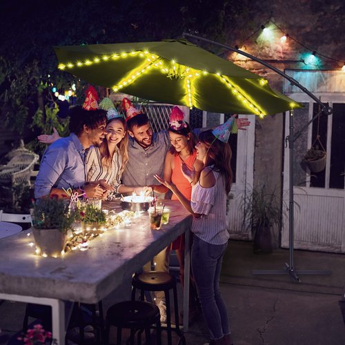 Patio Umbrella String Lights with 16 Color Changing and 12 Modes, Remote Control 104 Ultra Bright LED Beads Waterproof Battery and USB Operated with 8 Light Strings for Patio Umbrellas Camping Tents