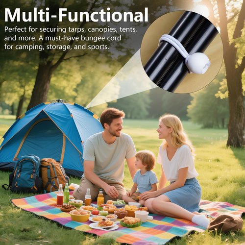 30pcs White Ball Bungee Cords – 6 Inch Heavy-Duty Stretch Tie Down for Canopy, Tarp, Camping, and Storage