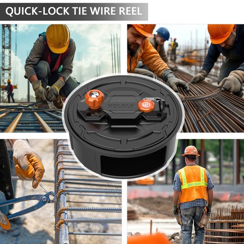 Lightweight Aluminum Tie Wire Reel Quick-Lock and Release Mechanism, Tie Wire Stripper Designed for 12-18 Gauge Wires. Dual-Sided Rewind Knob for Left or Right-Handed Operation