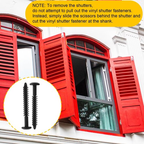 12pcs Vinyl Shutter Fasteners, 3in Plastic Shutter Screws for Windows Reverse Barb Exterior Spike Loks Pin Easy Installation Quick Window Blind Fasteners (Black)
