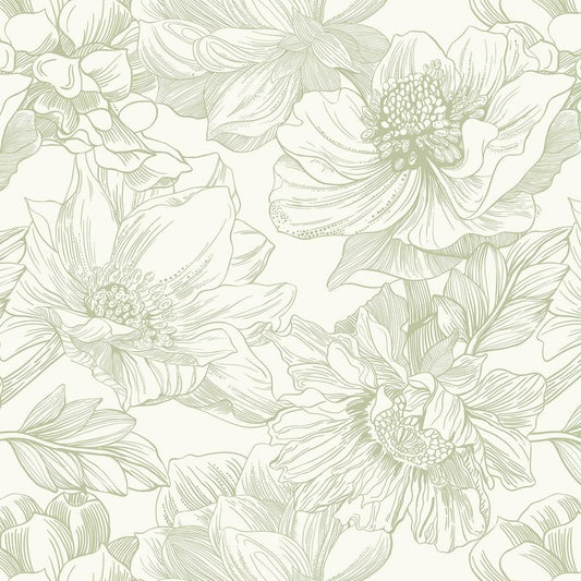 Ismoon Vintage Floral Wallpaper Peel and Stick Beige and Green Contact Paper 17.3inx6.5ft Removable Self Adhesive Wall Paper for Bathroom Bedroom Cabinet Mural Wall Decor Vinyl Renter Friendly
