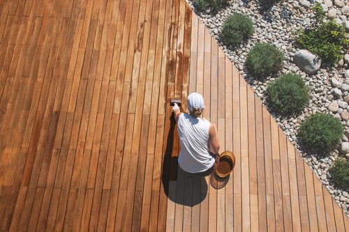 Evolve Wood Stain: Semi-Transparent, UV Protection, for All Wood Surfaces (Honey Gold, 5 Gallon)