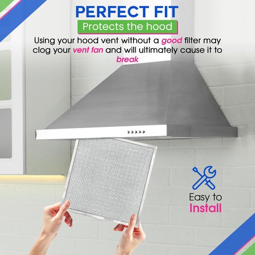 Bagean Stove Hood Vent Filter 11.60” x 11.22” BPQTAF S99010316 Compatible with Broan Range Hood Filter Replacement - Aluminum Mesh Kitchen Overhead Fan Screen - Blocks Grease & Filters Oven Air (2-Pk)