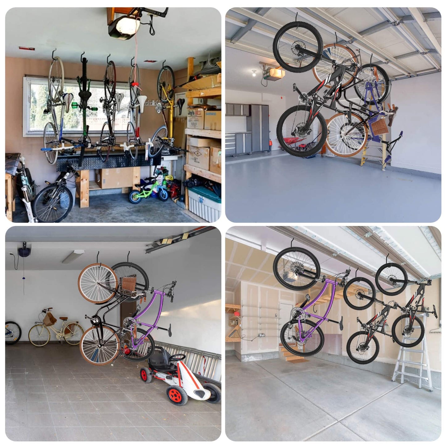 MAQIHAN 10 Heavy Duty Wall Mount Storage J Hooks - Bicycle & Ladder Hangers, Garden Yard Tools Organizer