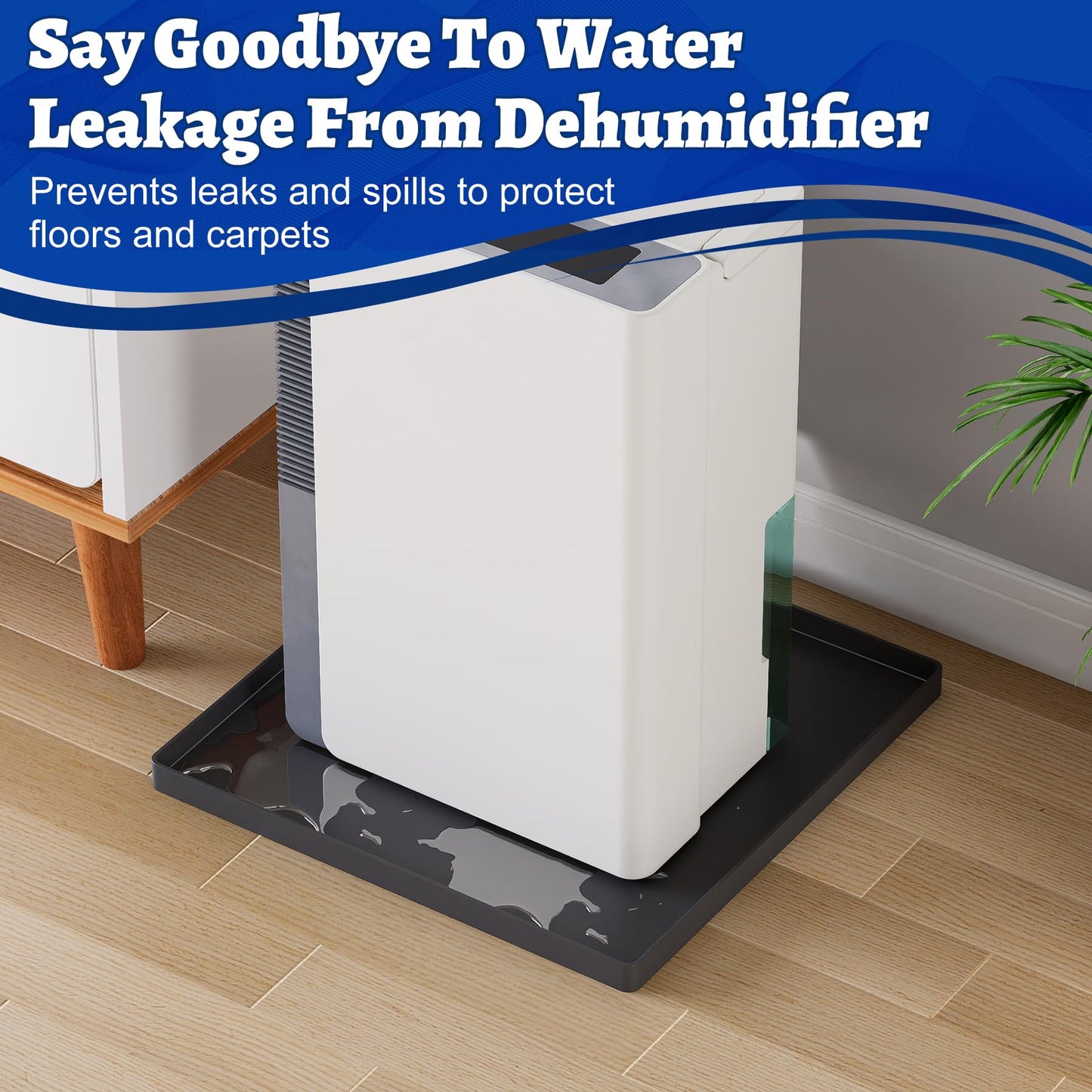 Wintcomfort Dehumidifier Mat for Home Dehumidifiers, Large Dehumidifier Drain Pan Prevent Leaks, Waterproof Silicone De humidifier Drain Tray Protect From Appliance Leaks Water Spills, Black, 19"x19"