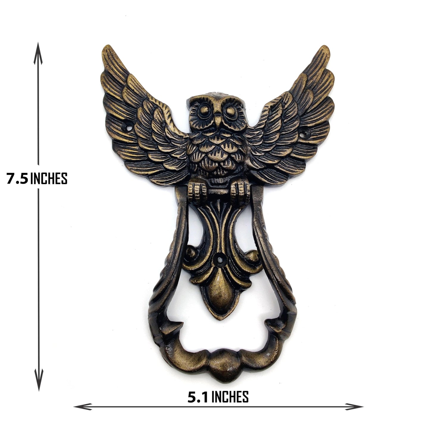 Owl Front Door Knocker, Heavy Duty, Garden/House Decor, Antique Bronze for Wooden House Farmhouse, Home Décor Accessories