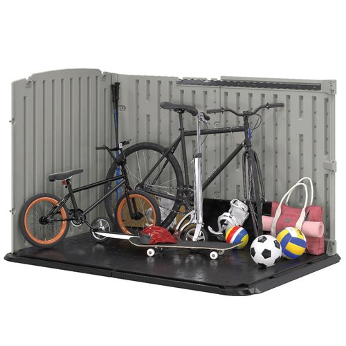 Suncast Glidetop Horizontal Outdoor Storage Shed with Pad-Lockable Sliding Lid and Doors, All-Weather Shed for Yard Storage, 57.5" W x 79.75" D x 52" H, Made in The USA