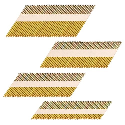 HW HAMWOO 34°Framing Nails,D Head Nail Pack,960-Pack (2"- 240Pcs,2-1/2"- 240Pcs,3"- 240Pcs, 3-1/2"- 240Pcs),Galvanized Paper Tape Strip Nails,Ring Shank,for 30 to 34 Degree Framing Nailer