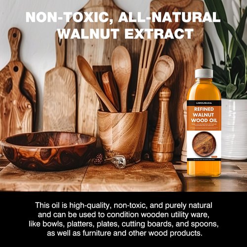 High-Performance Walnut Wood Oil Bowl Conditioner - Walnut Oil for Wood - Cleans, Shines, and Protects - Fine Wooden Bowl and Cutting Board Oil - Maintains Neglected Wood - 8 oz