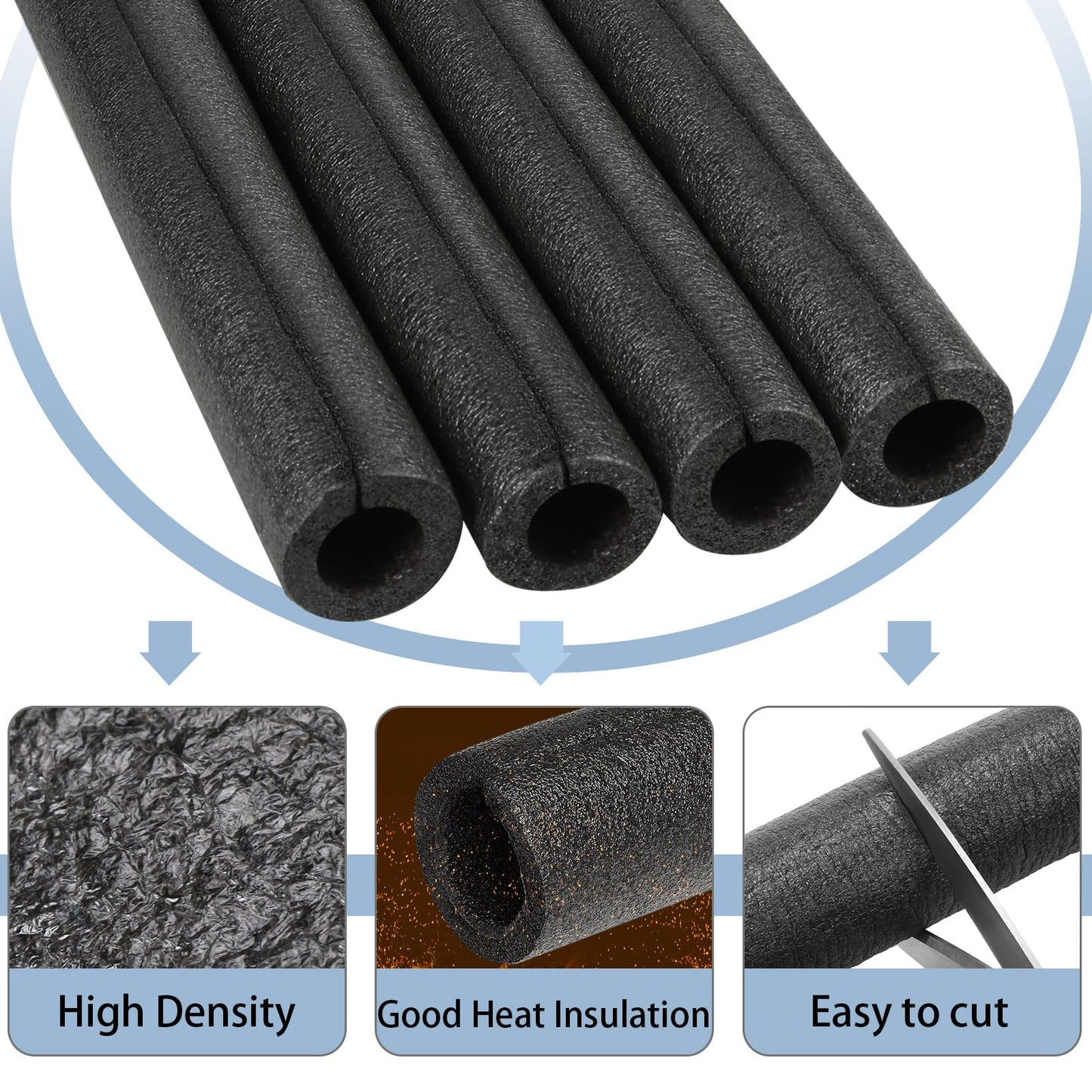8 Pack Elbow Pipe Insulation Foam Tube Outdoor Wrap Black Pipe Covers Elbow Insulation Tubing Water Foam Covers for Outdoor Winter Irrigation, Sprinkler (1/2 Inch)