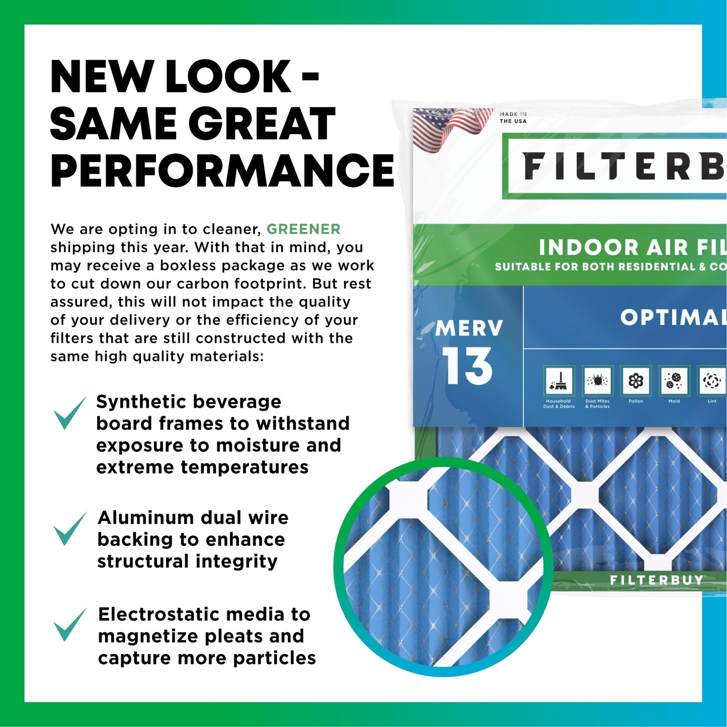 Filterbuy 20x25x4 Air Filter MERV 13 Optimal Smoke & Allergy Defense (6-Pack), Electrostatic Pleated HVAC AC Furnace Filters Replacement, Made in USA (Actual Size: 19.50 x 24.50 x 3.63)