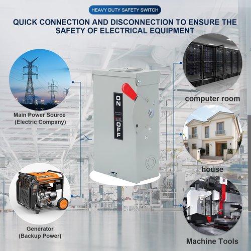 3P 60Amp 240V 3 Wire Heavy Duty Safety Switches，Ac Disconnect Switches Box，Quick Disconnect Safety Switch