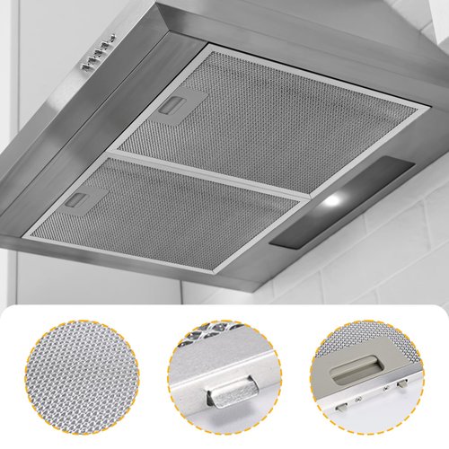 Vent Hood Filter, 2Pcs Range Hood Filter 10x13" Multi-Layer Stainless Steel Stove Vent with Fastener Heat-Resistant Washable Replacement Range Accessories, Stove