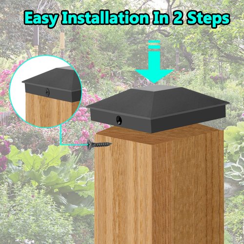 Eapele 4X4(3.5in x 3.5in) Wood Fence Post Caps, PP Plastic Water-Proof UV-Proof, Keep Post from Cracking and Rotting (24pcs, Black