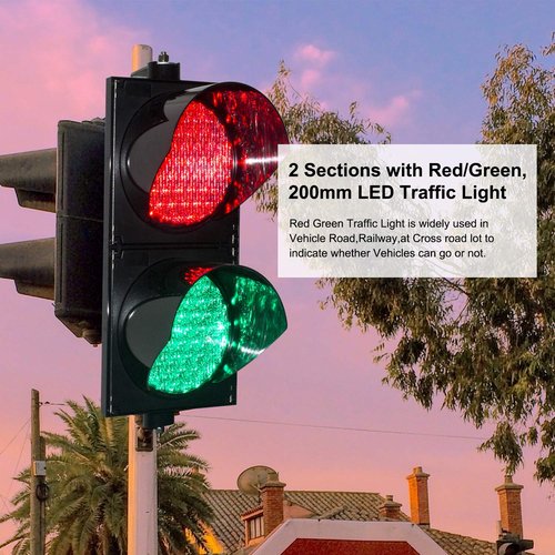 BBMi AC85-265V Red/Green 200mm(8inch) Traffic Light, Stop and Go Light, Led Traffic Signal Light, PC Housing Outdoor Waterproof IP65 Industrial, Cobweb Lens Led Warning Light.