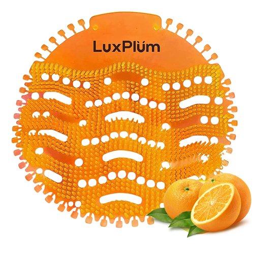 Urinal Screens Deodorizer 10 Pack Long-Lasting Orange Scent, Splash Control Urinal Mats Odor Eliminator for Wet & Dry Urinals Bathroom Freshener, Toilet Deodorizer, Urinal Cakes