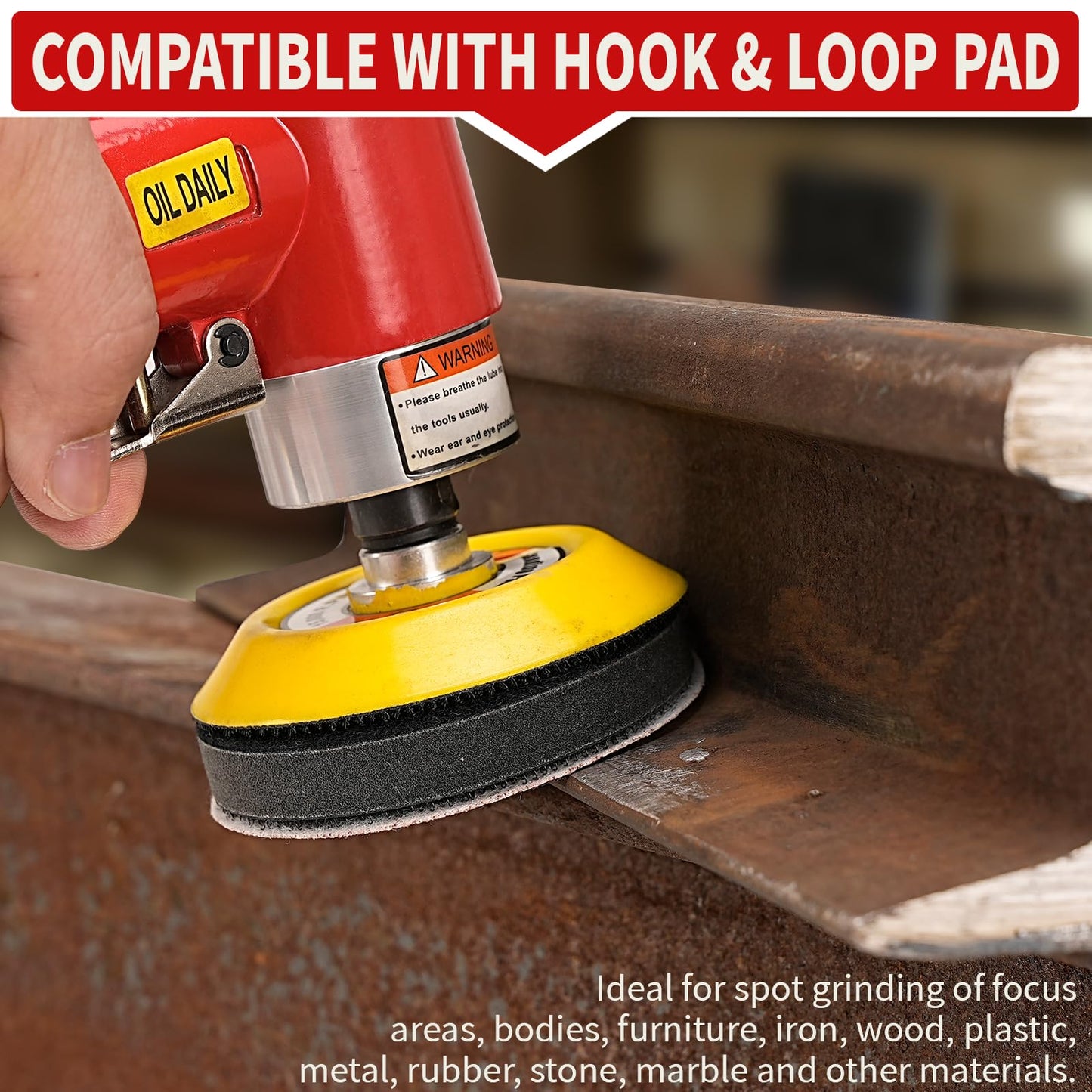 SI FANG 3 Inch Air Sander Right Angle Grinder, Upgraded Mini Pneumatic Polisher Surface Prep Conditioning Rotary Tool Kit with 45Pcs Roll Lock Quick Change Disc and Sanding Discs