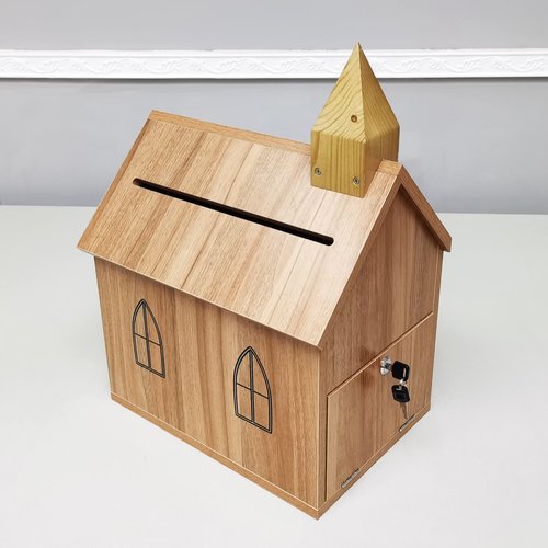 FixtureDisplays® Engineered Wood Tithes Offering Donation Box with Christian Cross, Church, Collection Boxes, Charity Boxes 14.5 X 10.4 X 20.3", Anti-Fishing, Requires Simply Assembly 21397-KD-NPF