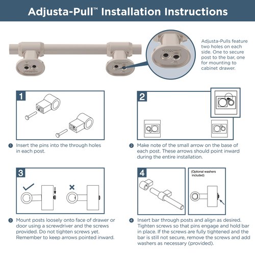 Franklin Brass Adjusta-Pull Francisco (5-Pack) Adjustable Drawer Pulls/Cabinet Handles 1-3/8" to 4" Hole Center Matte Black Hardware Kitchen Door, Drawers, Dressers, Furniture P44364-FB-B