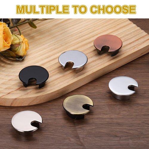 MECCANIXITY 2 Pcs Desk Grommet 1.4 Inch, Zinc Alloy Round Desk Hole Cover Wire Cable Cord Organizer for Home Office Computer Table Cables, 35mm, Dark Silver