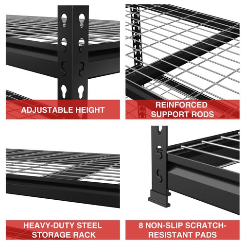 WORKPRO 4000 lbs 5-Tier Metal Shelving Unit, 72”H x 48”W x 24”D, Heavy Duty Adjustable Storage Rack, for Garage, Basement, Warehouse, Workshop