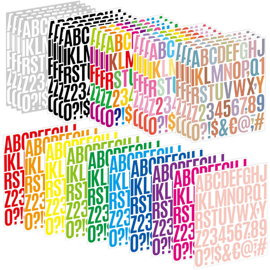 Letter Stickers 30 Sheets 1500 PCS Large Alphabet Stickers 2 Inch Vinyl Self Adhesive Stick on Sticker for Water Bottles Cup Mailbox Number Address Craft Scrapbooking Bulletin Board Decor Multicolor