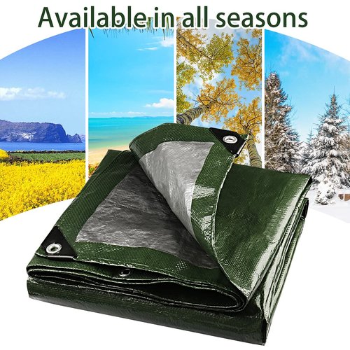Onarway Poly Tarps Waterproof for Outdoor: Green Tarpaulin 6Mil Thicken 10x10 Ft 2Packs- Anti-UV Waterproof Tarp Cover with Grommets Multipurpose for Boat Pool Roof Camping