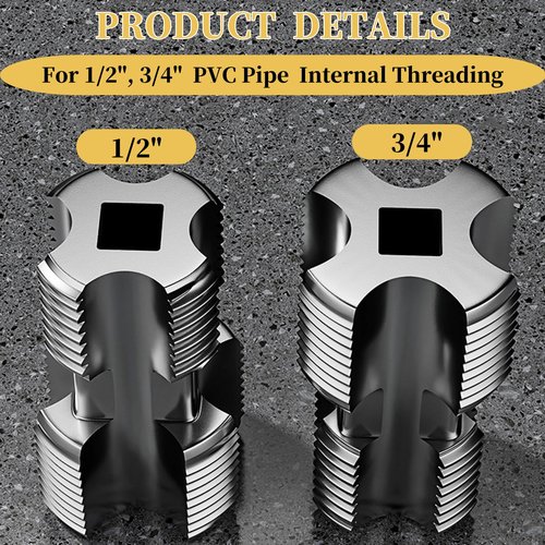 Internal and External PVC Pipe Threader Kit,Integrated Internal & External Pipe Threading Tool,Resuable Plastic Pipe Threader for Drill with 3 Dies, 1/2", 3/4", 1" (Internal+ External)