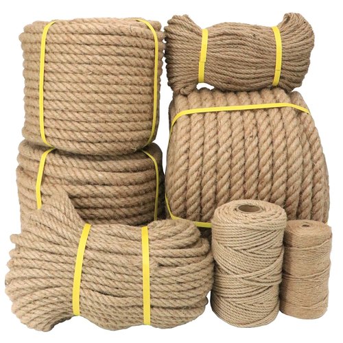 Natural Jute Rope for Crafts,Decorating,Gardening, Bundling,Camping,Cat Scratching Post,Thick Hemp Rope 1/4 inch 1/2 inch 5/8 inch 3/4 inch 1 inch 1-1/4 inch 1-1/2 inch (3/4in×98ft)