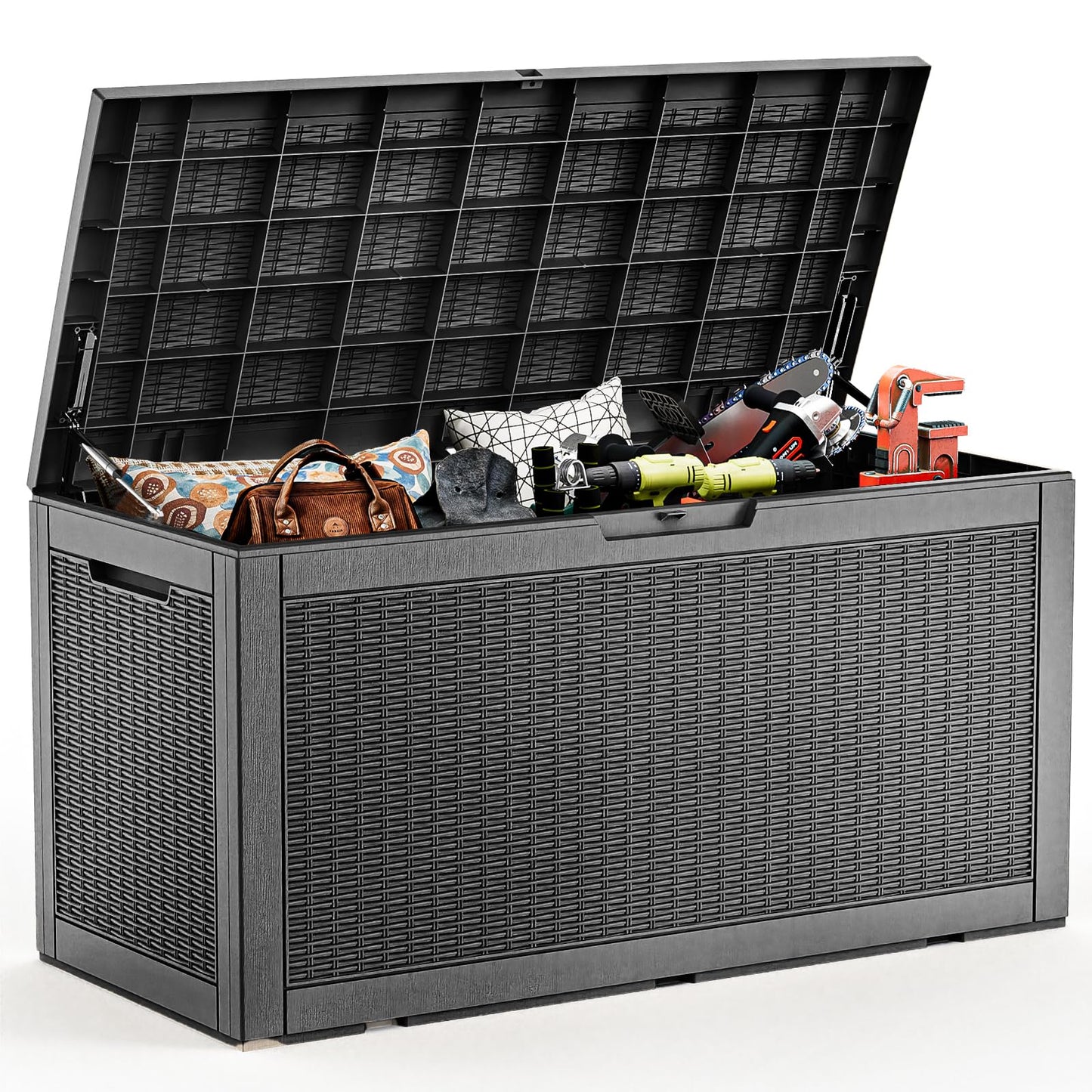 GYMHILL Resin Deck Box Outdoor Storage Box Waterproof for Patio Furniture,Outdoor Cushions,Garden Tools and Pool Supplies (Black, 120 Gallon)