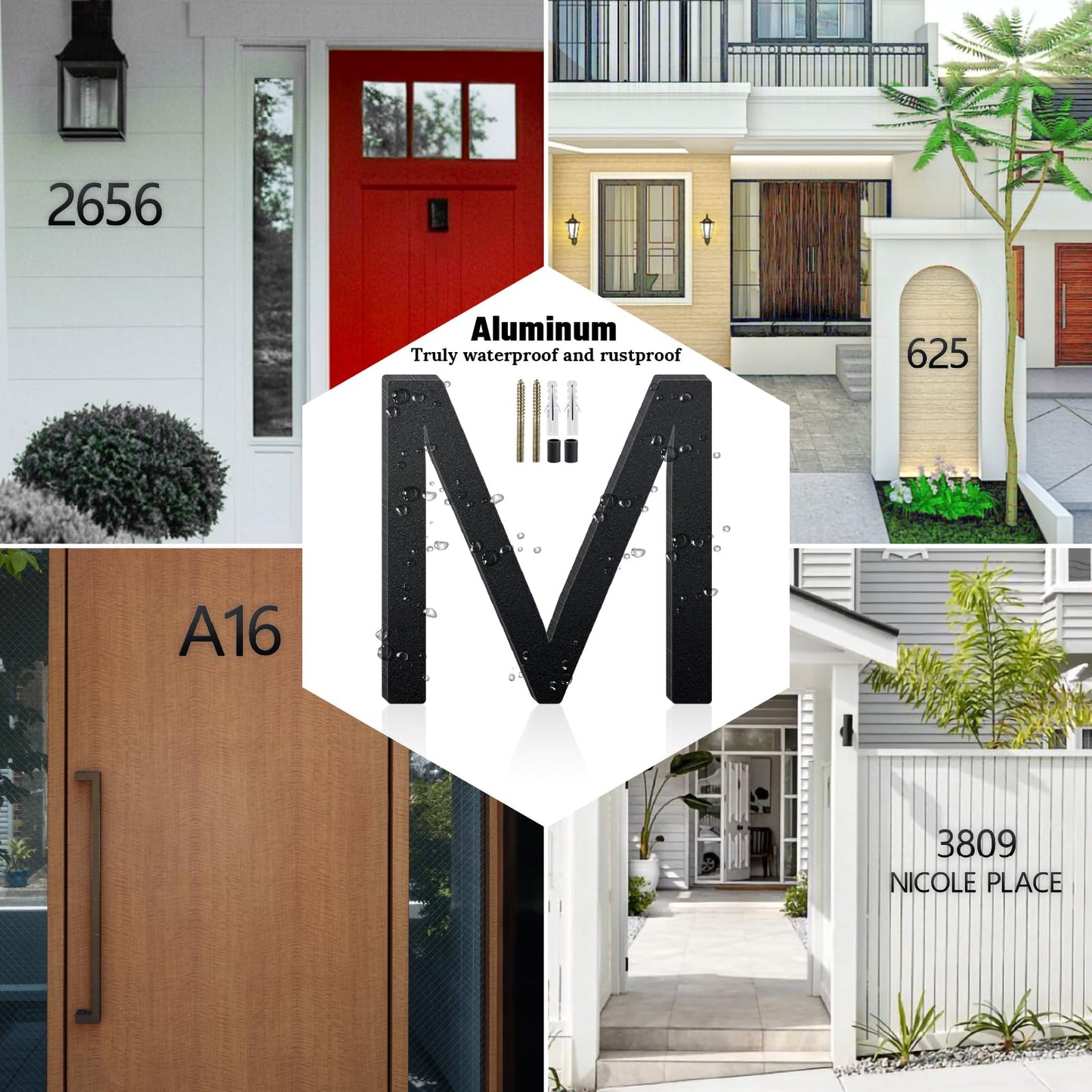 4 Inch Floating House Numbers and Metal Letters for Outdoor Signs, House Numbers for Outside, Aluminum Address Letters and Numbers for Door, Mailbox, Garden, Perfect for Home or Office (Number 1)