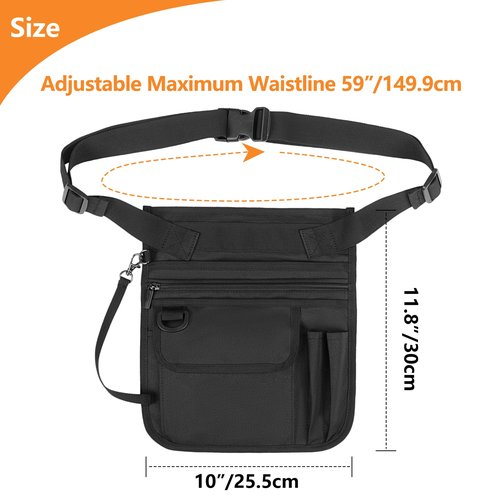 Rexmica Waitress Server Apron with Multiple Pockets, Server Waist Pouch with Adjustable Belt, Waist Apron for Waitress, Waiter, Women Men Server, Waiter Server Apron Bag for Restaurant, Bistro, Cafe