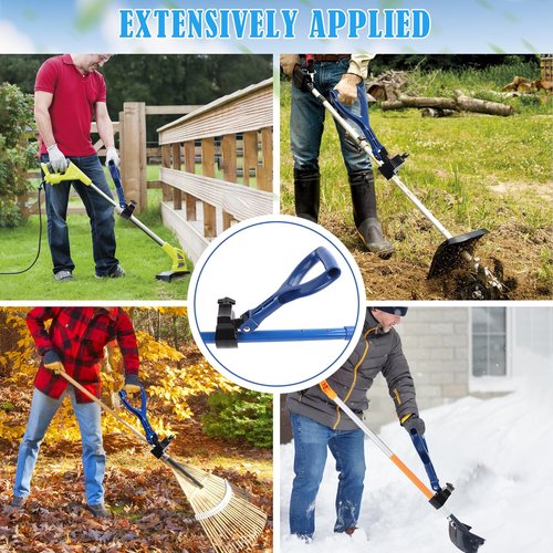 Adjustable Garden Shovel Handle, Back Saver Attachment for Gardening Yard Tools, Ergonomic Weed Eater Handle Extension Universal Fit for Shovels, Rakes, Lawn Trimmers, Snow Shovels