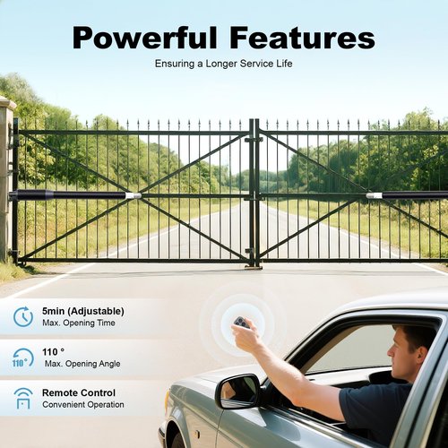 Automatic Gate Opener, Dual Swing Gate Opener Medium Duty Automatic Motor for Double Swing Gates, Electric Driveway Gates Openers Includes Openers Remote and More-Up