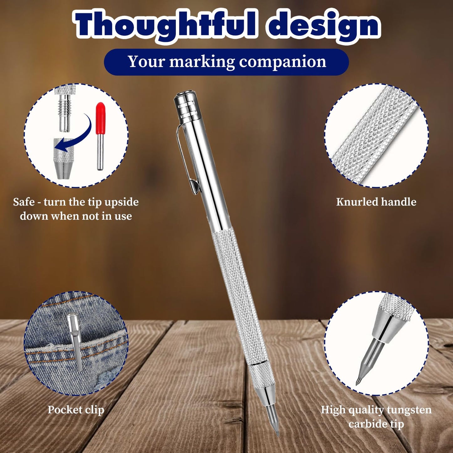 Telooco 2 Pack Metal Scribe with 12 Refills 1 Ruler Carbide Scribe Metal Scribes Tool Scriber Marking Tools Premium Etching Engraving Pen for Glass/Wood/Leather