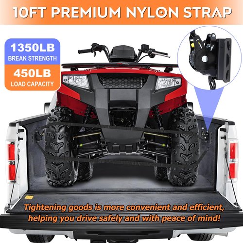 2PCS Retractable Ratchet Straps for 2015-2025 Ford F150 & Raptor, 10 Ft Super Duty Truck Self Retracting Tie Down Anchor Auto Ratchet Straps Replacement for F-150/F250/F350/F450/F550 Bed Accessories