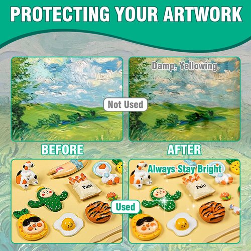 Addurden Air Dry Clay Varnish Glaze with 2 Brushes, Polymer Acrylic Varnish for Ceramics, Oil Painting, Wood, Waterproof, Preventing Crazing & Yellowing, High-Gloss Effect (Varnish-60ml)