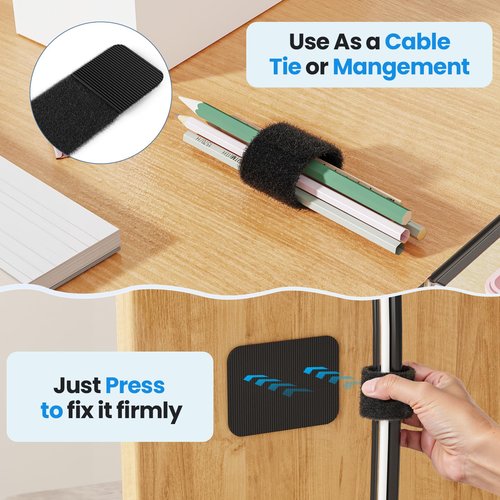 Cable Management Under Desk, 【Up to 15 Cord】【Enhanced Wire Holder】 Cord Organizer, Adjustable Hook and Loop Cable Ties, Reusable Cord Holder, Cable Clips Under Table Cable Hider, 20 Pair