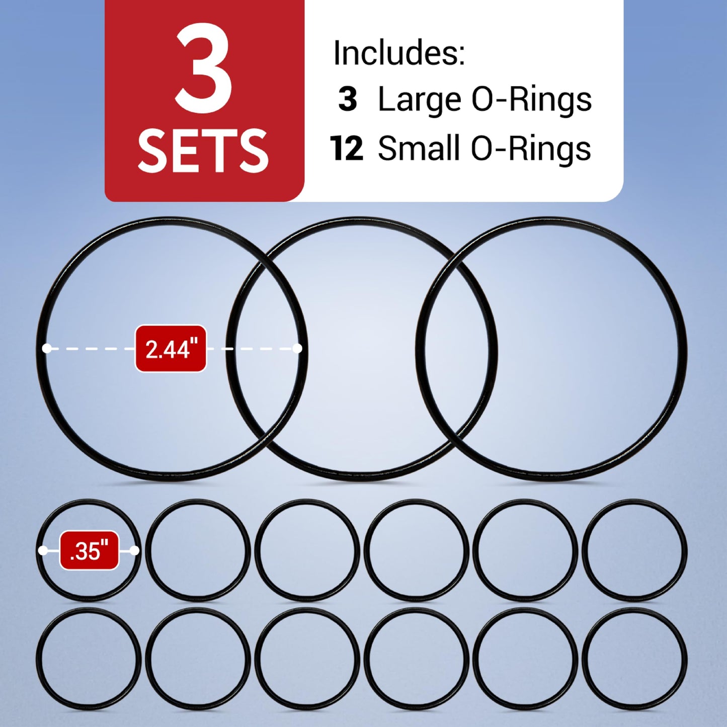 Impresa 15-Piece O-Ring Variety Pack for Water Filters - Compatible with Aquasana Claryum AQ - Black Silicone - 5300 Under Sink Water Filter System - Pre-Lubricated Leak-Sealing O Rings