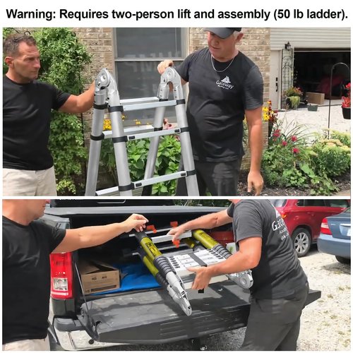 20FT A Frame Telescoping Ladder, Type-A Collapsible Extension Ladder with Double Balance Bar & Wheels, 330lbs Capacity, EN131 Certified Portable Aluminum Step (8+8Foot Step) Includes Tools Bag