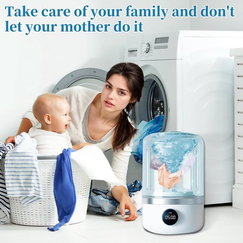 Portable mini washing machine for Underwear & Socks Rechargeable Laundry Machine, Compact Design for Travel, Camping, Baby Clothes (M2 - Pro Version)