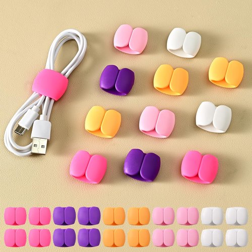 20PCS Multi-Pack Cable Storage and Organizer Clips – Versatile Wire & Charging Cable Management for Travel, Desk, and Home – Secure and Tidy Data Cable Holders