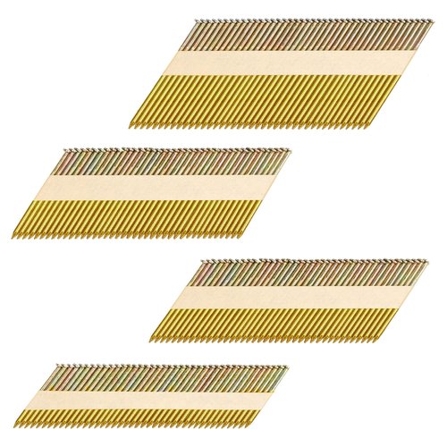 HW HAMWOO 34°Framing Nails,D Head Nail Pack,1200-Pack (2"- 240Pcs,2-1/2"- 320Pcs,3"- 320Pcs, 3-1/2"- 320Pcs),Galvanized Paper Tape Strip Nails,Smooth Shank,for 30 to 34 Degree Framing Nailer