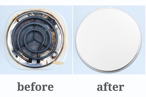 Reston Lloyd, Burner Covers For Electric Stovetop, Decorative Lightweight Tin Covers, Set of 4 (2-8 inch & 2-10 inch), Conceals Messy Drip Pans, White