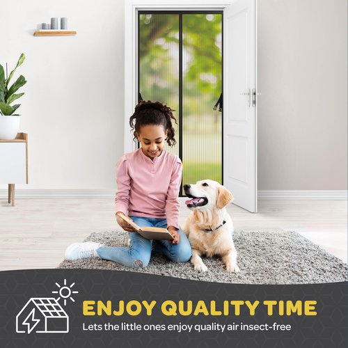 Magnetic Screen Door, Hands-Free Kid/Pet-Friendly Walk Through - Self Magnetic Closure Screen Door Mesh, Stay-Open Option with Buckles - Keeps Bugs Out Lets Breeze in, Fits Door Size (39.4" x 82.7")