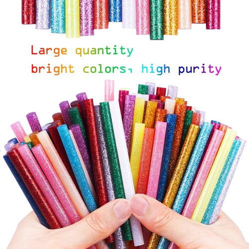 Gwybkq Mini Glitter Hot Glue Sticks 14 Colored for DIY Art Craft,4 inches 80 pcs